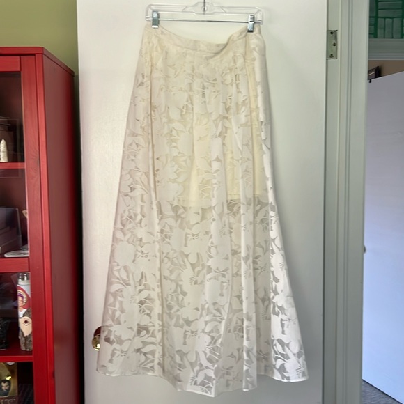 Anthropologie sheer floral white maxi skirt with liner - Picture 1 of 4